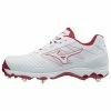 Mizuno 9-Spike Women's Advanced Sweep 4 Low Metal Cleats - .White Red