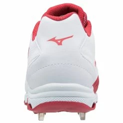 Mizuno 9-Spike Women's Advanced Sweep 4 Low Metal Cleats - .White Red -Mizuno Sales Store 320569 0010 04