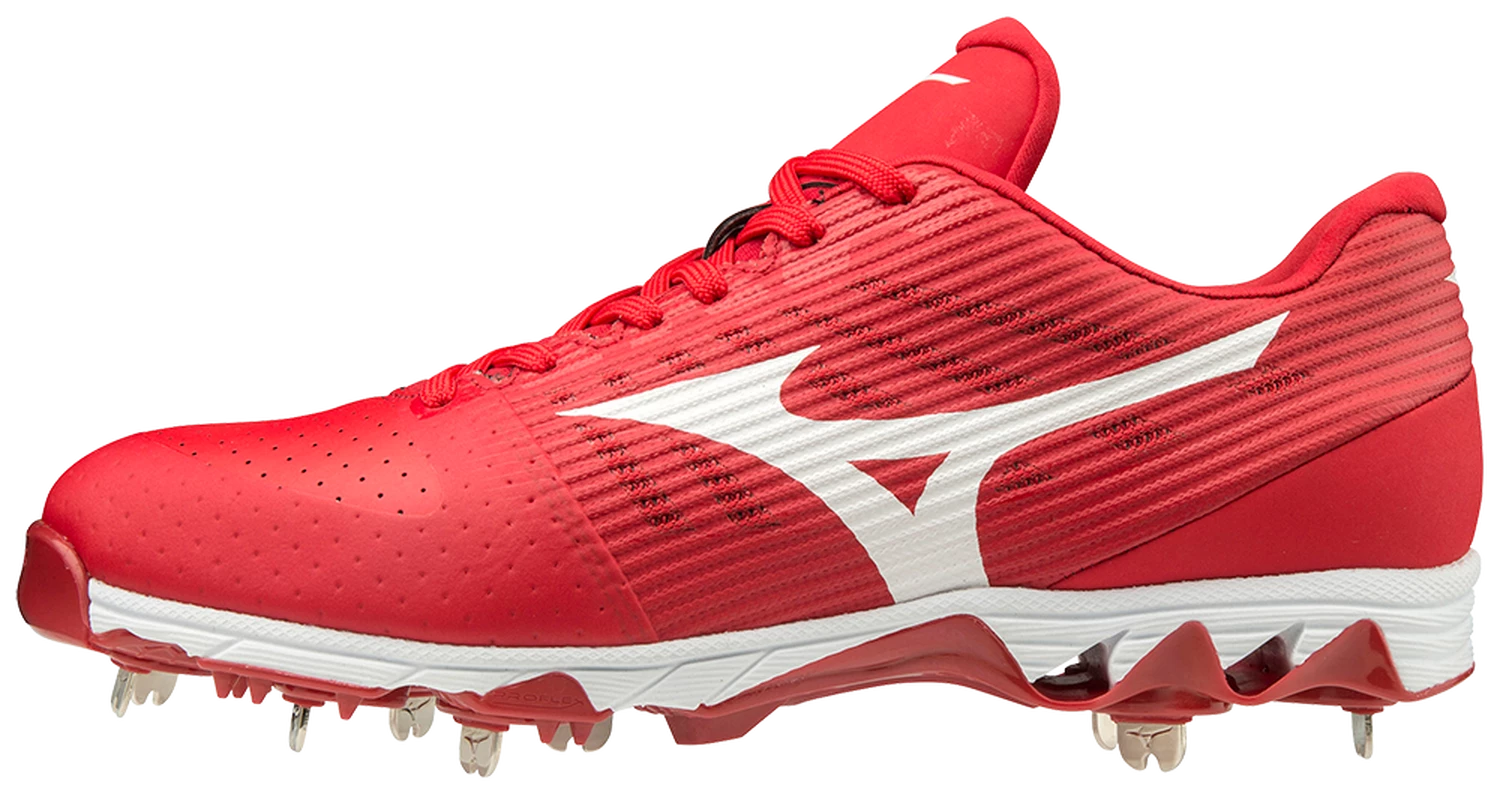 Mizuno 9-Spike Ambition Low Metal Cleats - Red White 3 Mizuno 9-Spike Ambition Low Metal Cleats - Red White