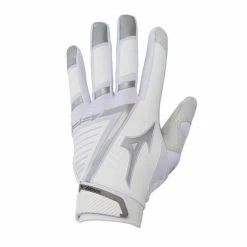 Mizuno F-257 Women's Softball Batting Gloves - White Silver