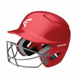Easton Alpha Solid Helmet With Baseball Facemask - Scarlet Red