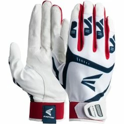 Easton Gametime Batting Youth Gloves - White Navy Red
